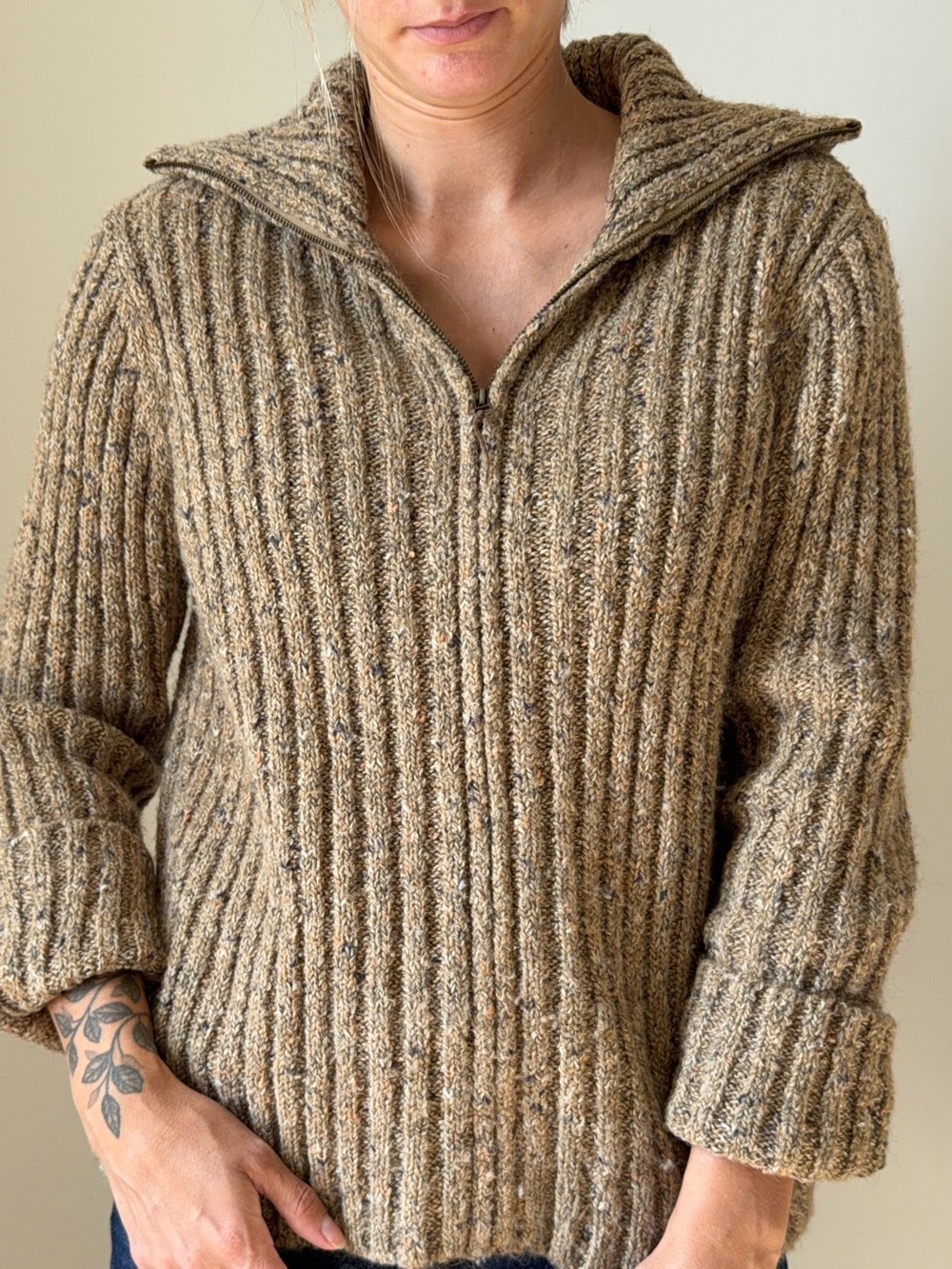 Tan Zipped Sweater